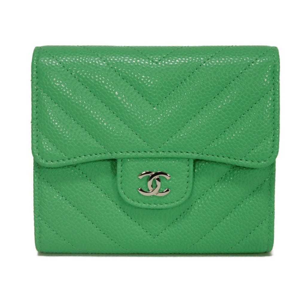 CHANEL Green Caviar Leather Wallet